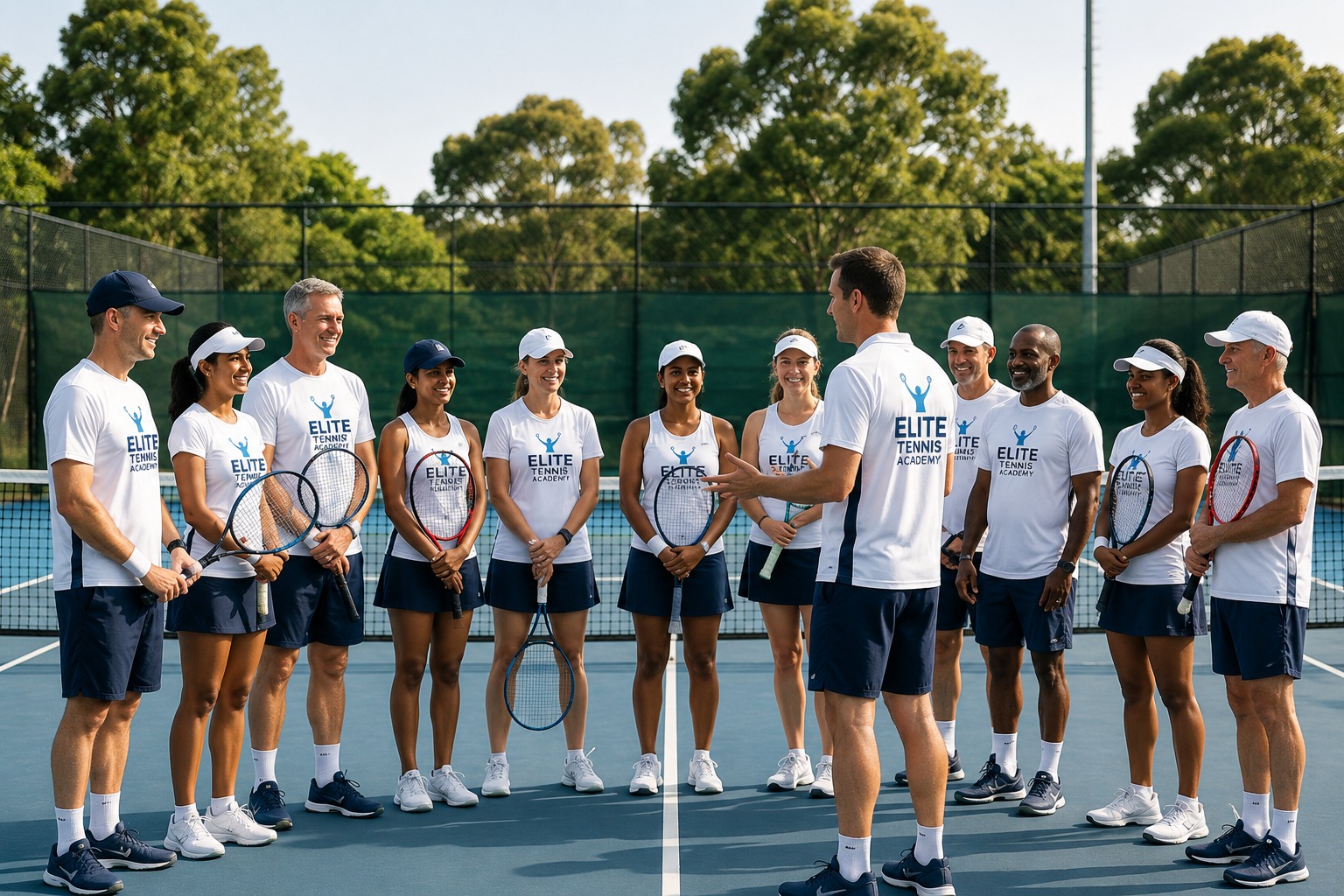Coach speaking with a group of players during a club session