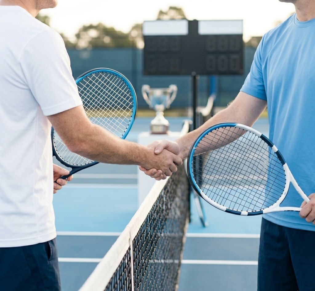 Players shaking hands after a league match